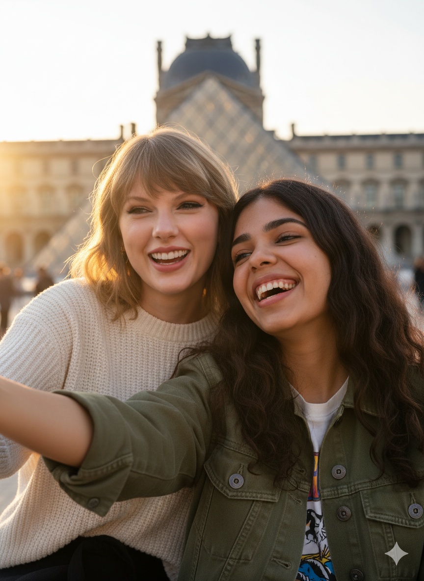 Refined iPhone Selfie with Taylor Swift at the Louvre